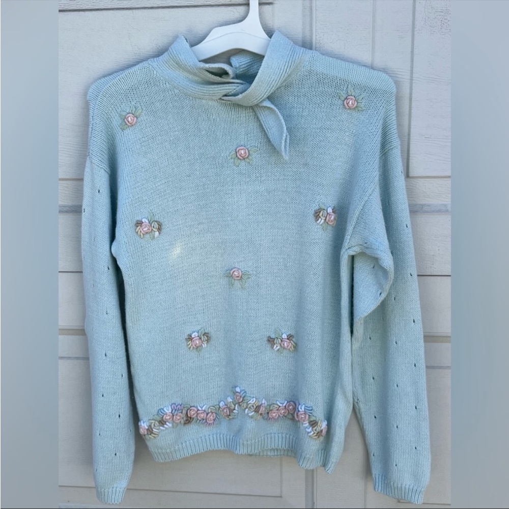 Women's VTG ashleigh morgan sweater long sleeves blue small
